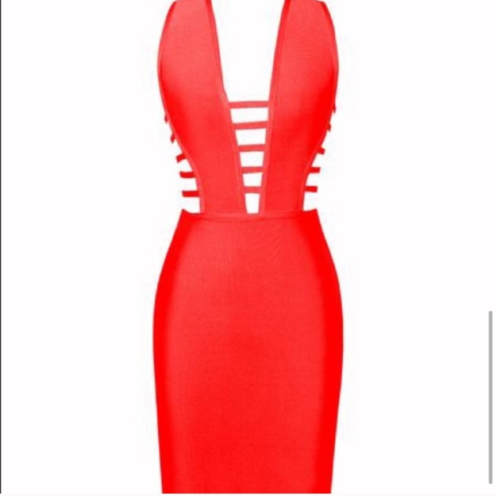 Miss Circle Red Daya Cutout Bandage Dress Small - Picture 10 of 11